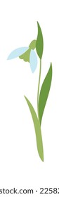 Flor de nevada icono plano Bloom tallo y hojas. Ilustración del vector