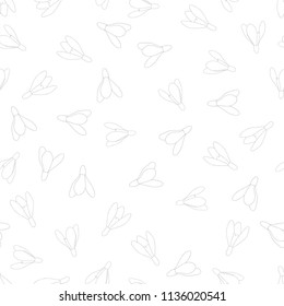 Snowdrop Flower Outline Seamless Background. Vector Illustration.

