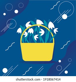 Snowdrop. Happy womens day. Vector illustration on the theme Spring, the first flowers snowdrops, International Women's Da