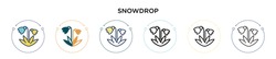 Snowdrop Icon In Filled, Thin Line, Outline And Stroke Style. Vector Illustration Of Two Colored And Black Snowdrop Vector Icons Designs Can Be Used For Mobile, Ui, Web
