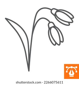 Snowdrop line icon, outline style icon for web site or mobile app, holiday and flower, crocus vector icon, simple vector illustration, vector graphics with editable strokes.