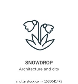 Snowdrop outline vector icon. Thin line black snowdrop icon, flat vector simple element illustration from editable farming and gardening concept isolated on white background