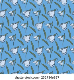 Snowdrop Season Seamless Vector Pattern Design