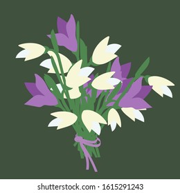 Snowdrops bunch.Vector illustration in flat style