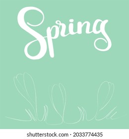 Snowdrops are the first spring flowers of the forest, a template for a beautiful Easter greeting card in the style of doodle. White outline drawing for children's coloring, a sample for a web screensa