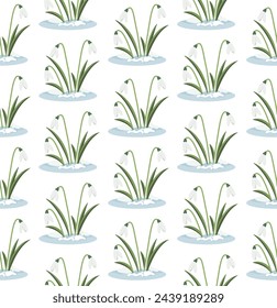 Flor de gotas de nieve en el fondo dibujado a mano vector patrón sin fisuras. Vintage Romántico Jardín de Primavera de fondo de flor. Estampado floral retro para diseño de primavera de Pascua