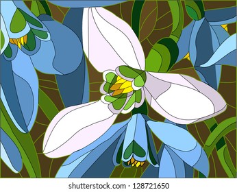 snowdrops flower / stained-glass window