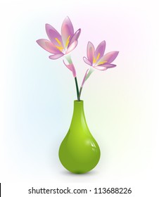 Snowdrops in green vase