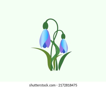 Snowdrops icon. Forest flowers. Vector