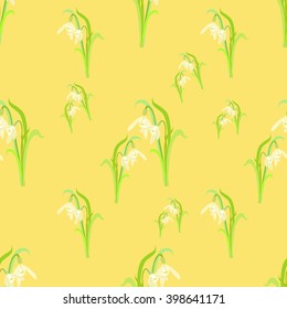 Snowdrops seamless vector pattern