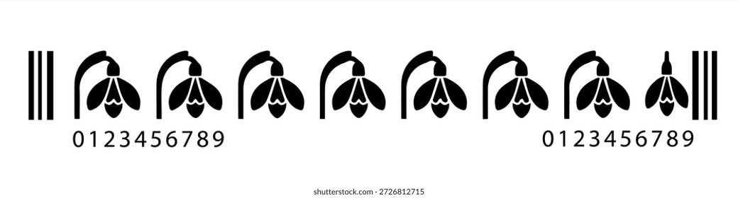 Snowdrops es similar a un código de barras QR. Primavera, Día de San Valentín
