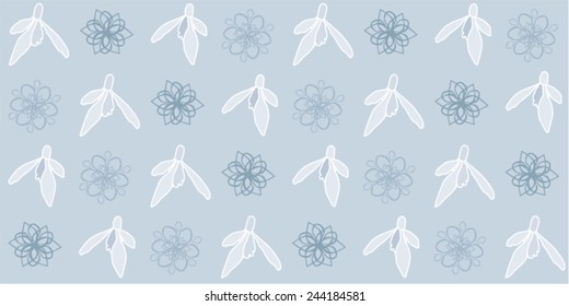 Snowdrops and snowflakes background