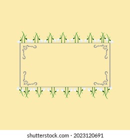 Schneeschwölfe quadratischen Blumenrahmen Vektor. Frühlingsblumen Schneeköne eignen sich perfekt für die Erstellung von Grußkarten, Hochzeitseinladungen, Valentinen, etc. 