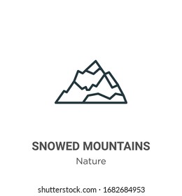 Icono de vector de contorno de montañas nevadas. Icono de montañas negras delgadas, ilustración de elemento simple vector plano del concepto de naturaleza editable trazo aislado sobre fondo blanco