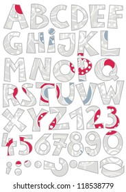 snowfalkes on gray abc  colorful retro  alphabet