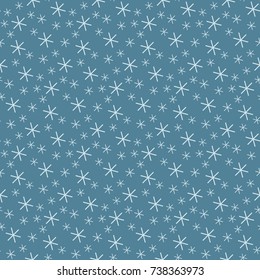 Snowfall, abstract snowflakes on dark blue background
