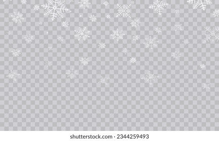 Snowfall Backdrop: Winter Christmas Scenery with Falling Snowflakes. Vector Illustration.