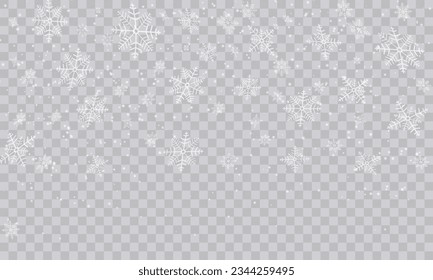 Snowfall Backdrop: Winter Christmas Scenery with Falling Snowflakes. Vector Illustration.