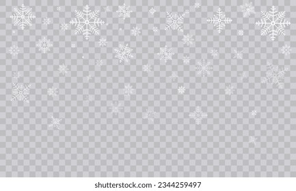 Snowfall Backdrop: Winter Christmas Scenery with Falling Snowflakes. Vector Illustration.