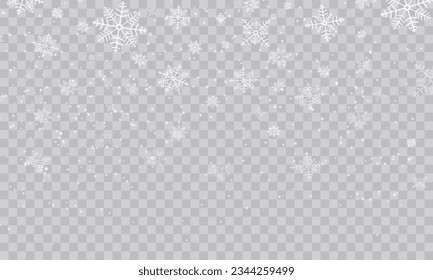 Snowfall Backdrop: Winter Christmas Scenery with Falling Snowflakes. Vector Illustration.