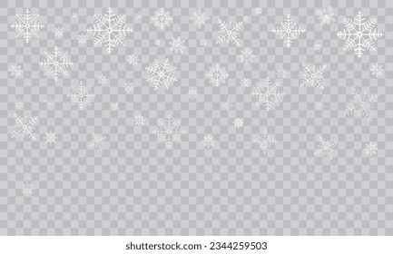 Fondo de Snowfall: Escenario navideño invernal con copos de nieve en caída. Ilustración vectorial.