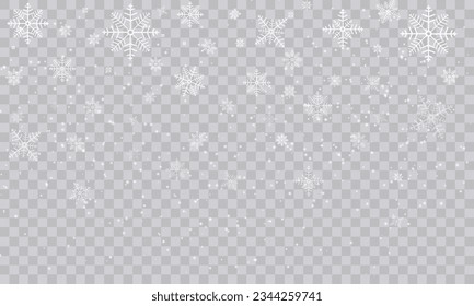 Fondo de Snowfall: Escenario navideño invernal con copos de nieve en caída. Ilustración vectorial.