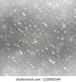 Snowfall. Blizzard. Falling snow. Snowflakes isolated on transparent background.