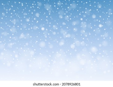 Snowfall With Blue Background And Snow With Gradient Mesh, Vector Illustration