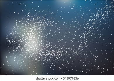 Snowfall with Blue Background. Snowflakes falling in front of a blue background. Vector modern illustration