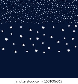 Snowfall -   border pattern with white snowflakes on dark blue background