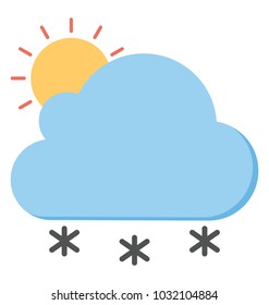 
Snowfall in bright sun, the sun tries to break through heavy clouds with snow falling
