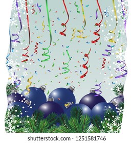 Snowfall Christmas. Snow on New Year's Eve. Festive card. Beautiful Christmas, New Year card. Vector illustration with transparency and mesh.