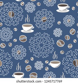 snowfall and coffee cups