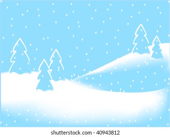 A snowfall in the fairy-tale winter forest