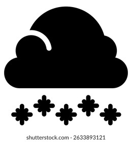 Ícone de queda de neve em Preenchimento preto. Estilo de glifo. Isolado no plano de fundo branco