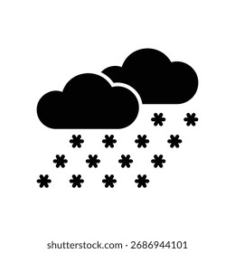 Ícone de queda de neve com nuvens e flocos de neve