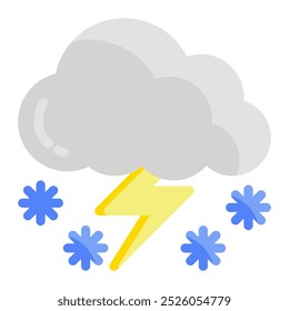 Schneefall-Symbol in Farbfüllung. flach Stil.. Einzeln auf weißem Hintergrund