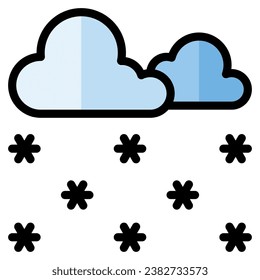 Snowfall icon in filled line style. Suitable for logo, web, graphic design, illustration, sticker, books, etc.