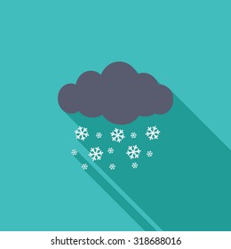 Snowfall icon. Flat vector related icon with long shadow for web and mobile applications. It can be used as - logo, pictogram, icon, infographic element. Vector Illustration.