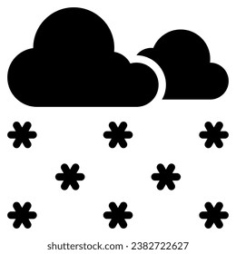 Schneefall-Symbol im Glyph-Stil. Geeignet für Logo, Web, Grafik Design, Illustration, Aufkleber, Bücher, etc.