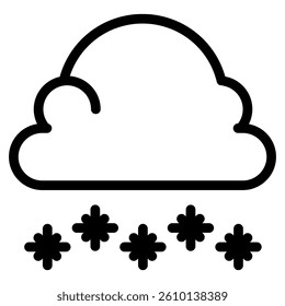 Snowfall icon in line art. Outline Style. Isolated on White Background
