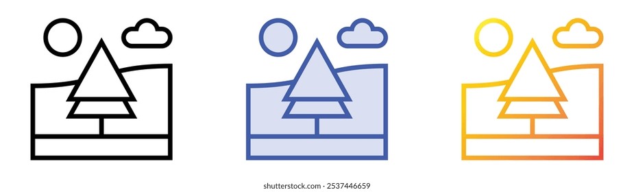 snowfall icon. Linear, Blue Fill and Gradient Style Design Isolated On White Background