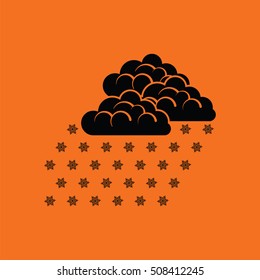 Snowfall icon. Orange background with black. Vector illustration.