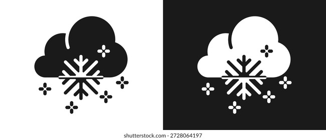 Icono De La Nevada Fijado Glifo En Fondo Blanco Y Negro