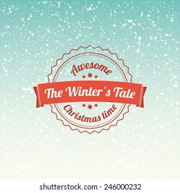 Snowfall illustration with vintage badge