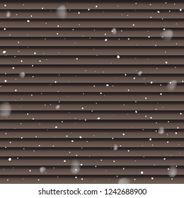 Snowfall isolated on brown panels background. Vector falling snow template