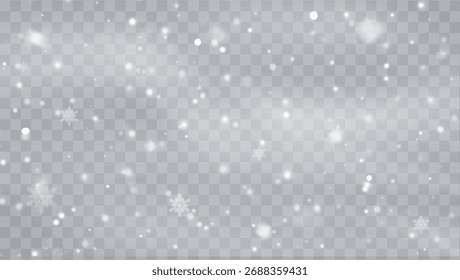Snowfall isolated. Winter background. Snow overlay. Christmas Background.