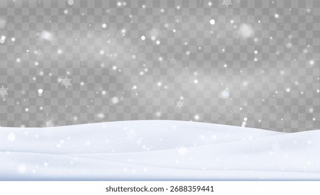 Snowfall isolated. Winter background. Snow overlay. Christmas Background.