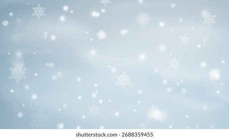 Schneefall einzeln. Winterhintergrund. Schneedecke. Weihnachtshintergrund.