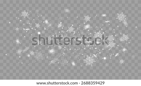 Snowfall isolated. Winter background. Snow overlay. Christmas Background.